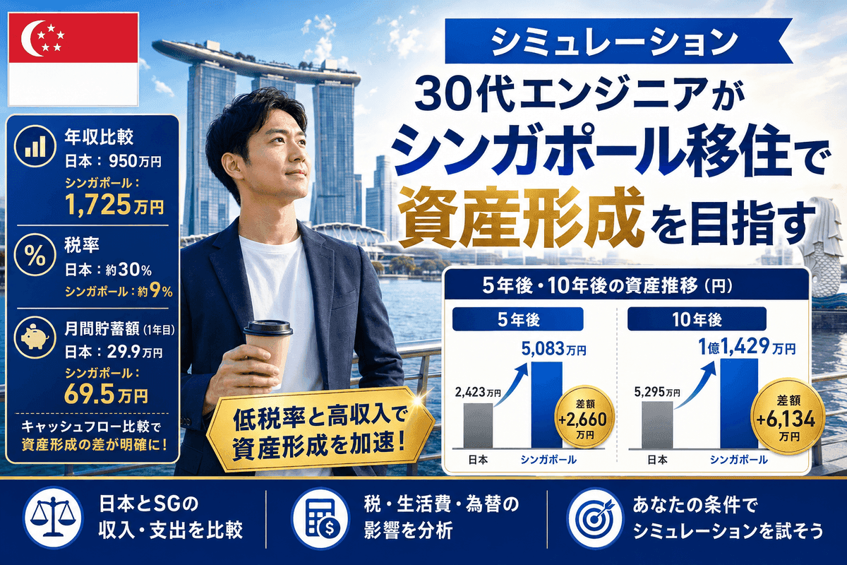 Simulation: A 30s Engineer Aiming for Asset Building by Moving to Singapore