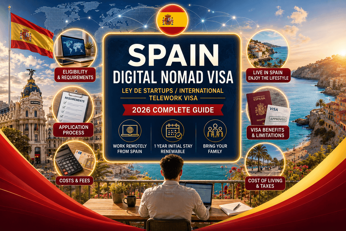 Spain Digital Nomad Visa (Startup Law / International Telework Visa) 2026 Complete Guide | Requirements, Fees & Application Process